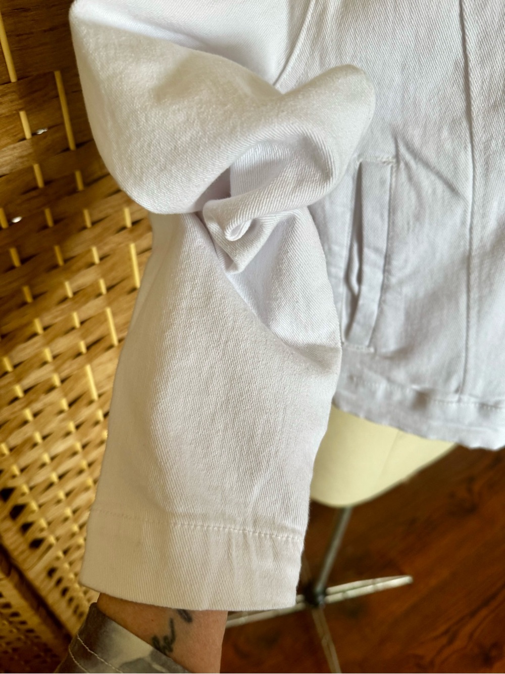 NWT Steve Madden white denim moto jacket L - Picture 6 of 14